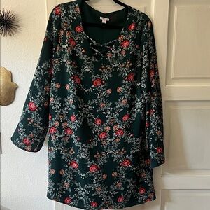 Xhilaration Floral Dress - Green and Red